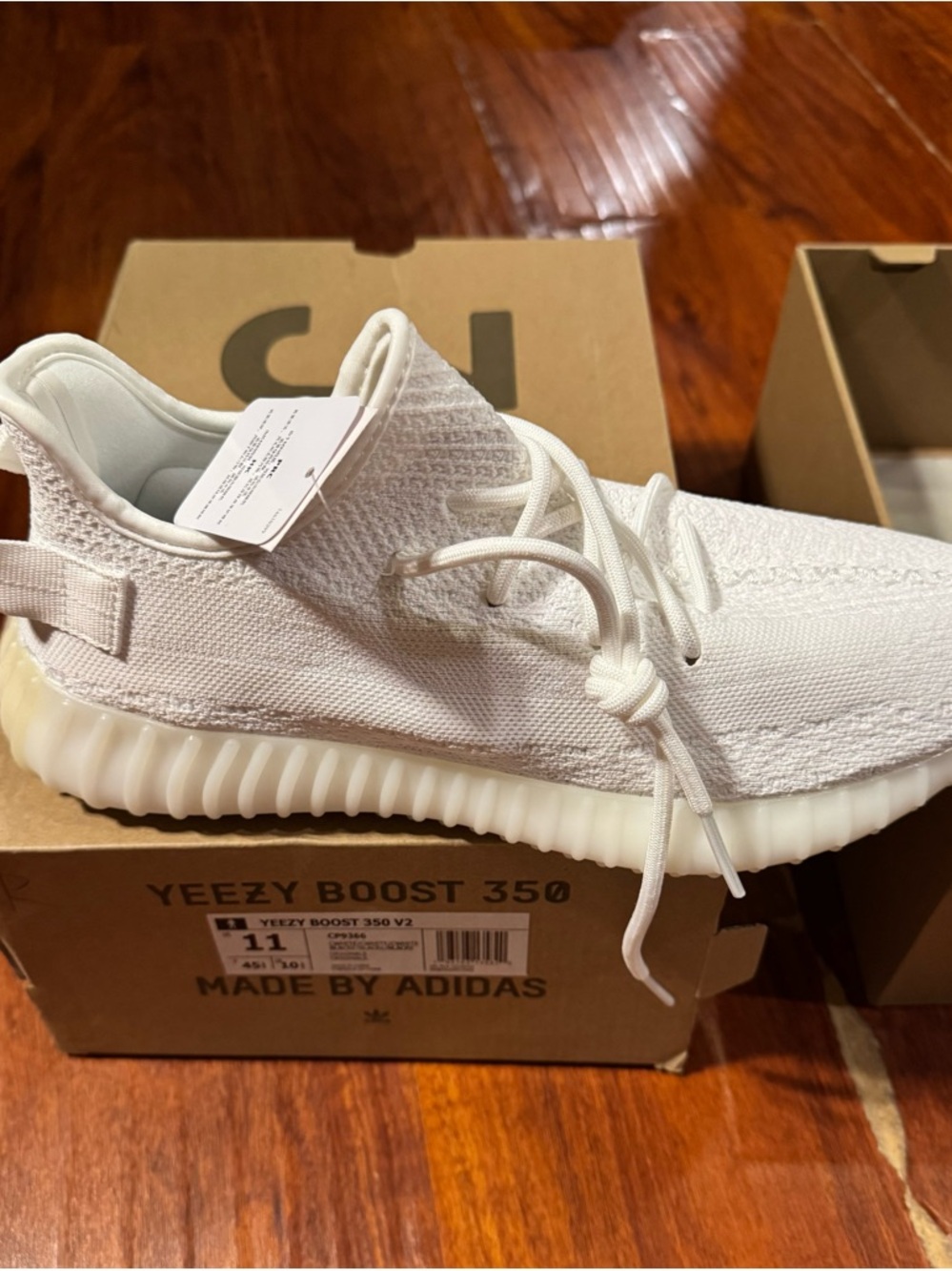 adidas White Knit Yeezy-Style Boost Runner